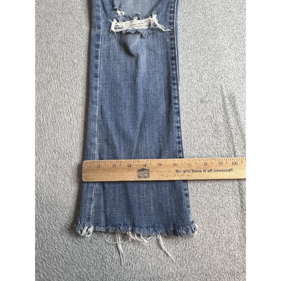 American Eagle Outfitters Skinny Kick Bootcut Jeans Womens 6 Blue Distressed - Picture 4 of 16